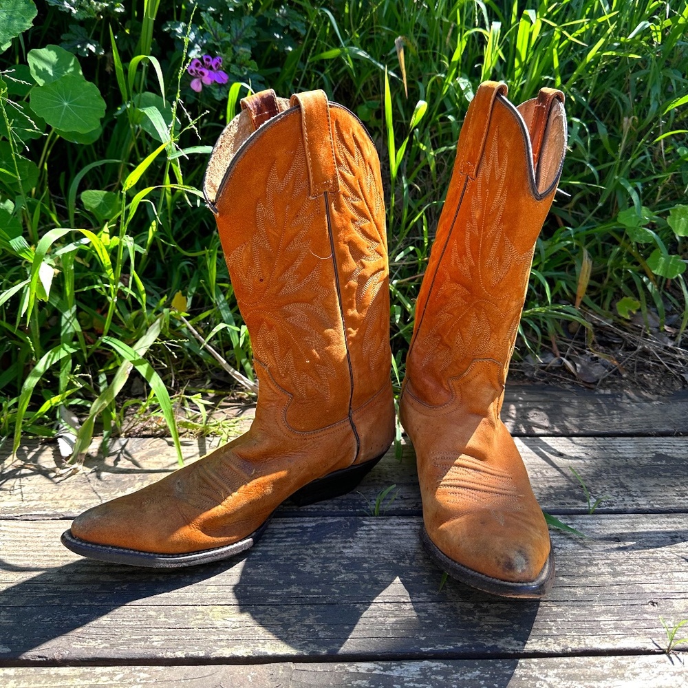Mens vintage cowboy boots suede